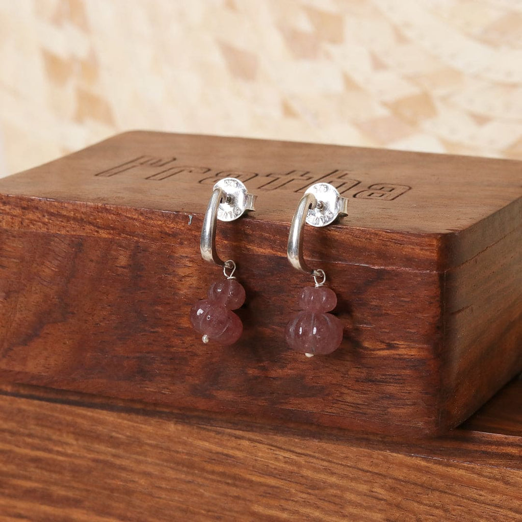Faceted stone Earrings - Wine-4
