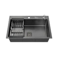 304 Handmade (24 x 18 x 10) Inch Single Bowl Black with Tap Hole Stainless Steel Kitchen Sink