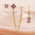 Luxury Gold-Tone Crystal Chain Ear Cuff Earrings Set for Women